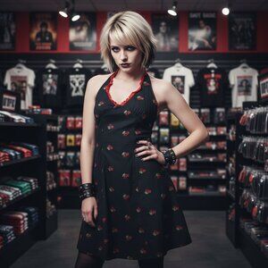 MORBID THREADS embroidered cherry print halter dress